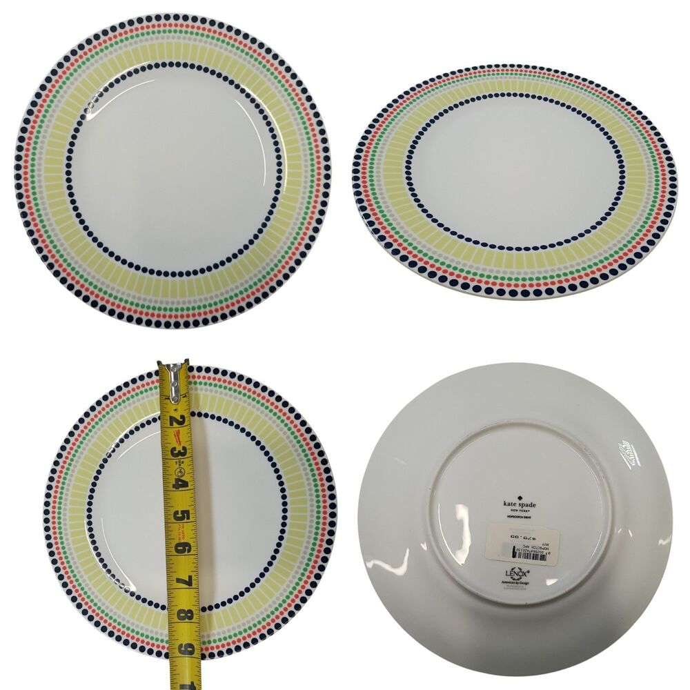 Kate Spade NY Hopscotch Drive Lenox Dots 9” Salad Luncheon Dinner Plates